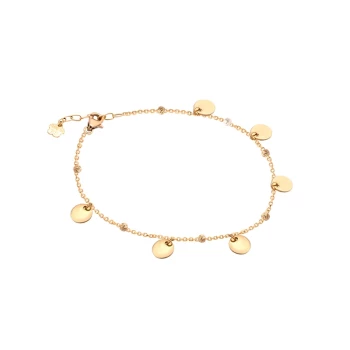 دستبند زنجیری طلا 18 عیار زنانه الی گالری مدل تمام گوی البرناردو و سکه